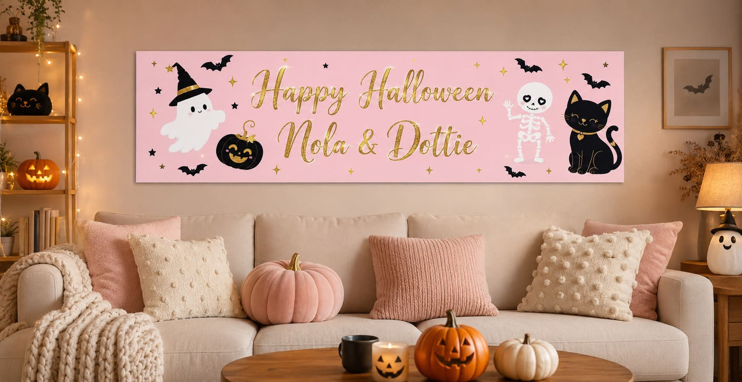 Happy Halloween pink theme banner
