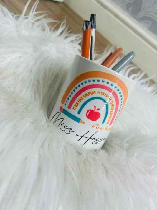 Personalised rainbow ceramic pen pot