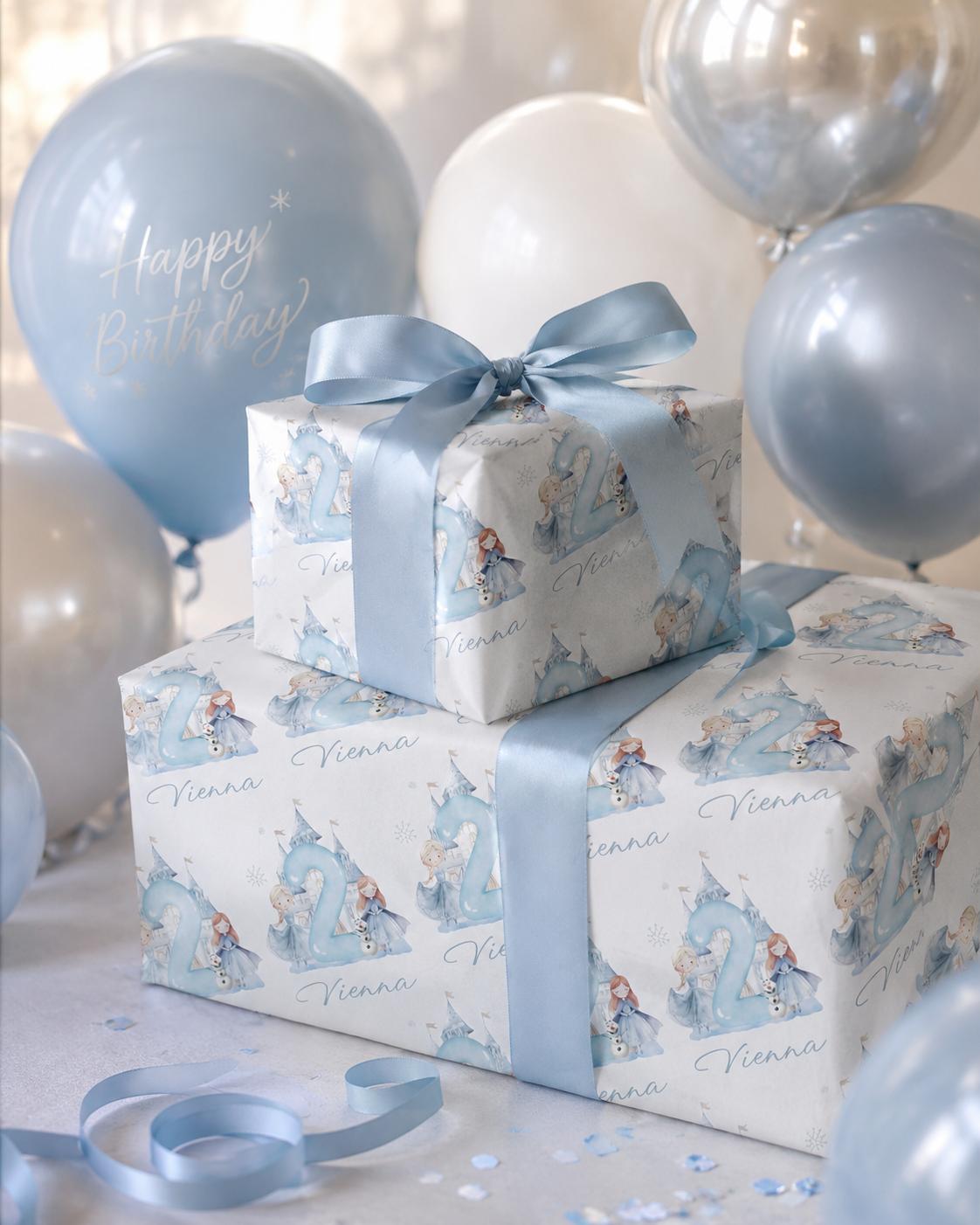 SNOWMAN AND ICE QUEEN PERSONALISED WRAPPING PAPER