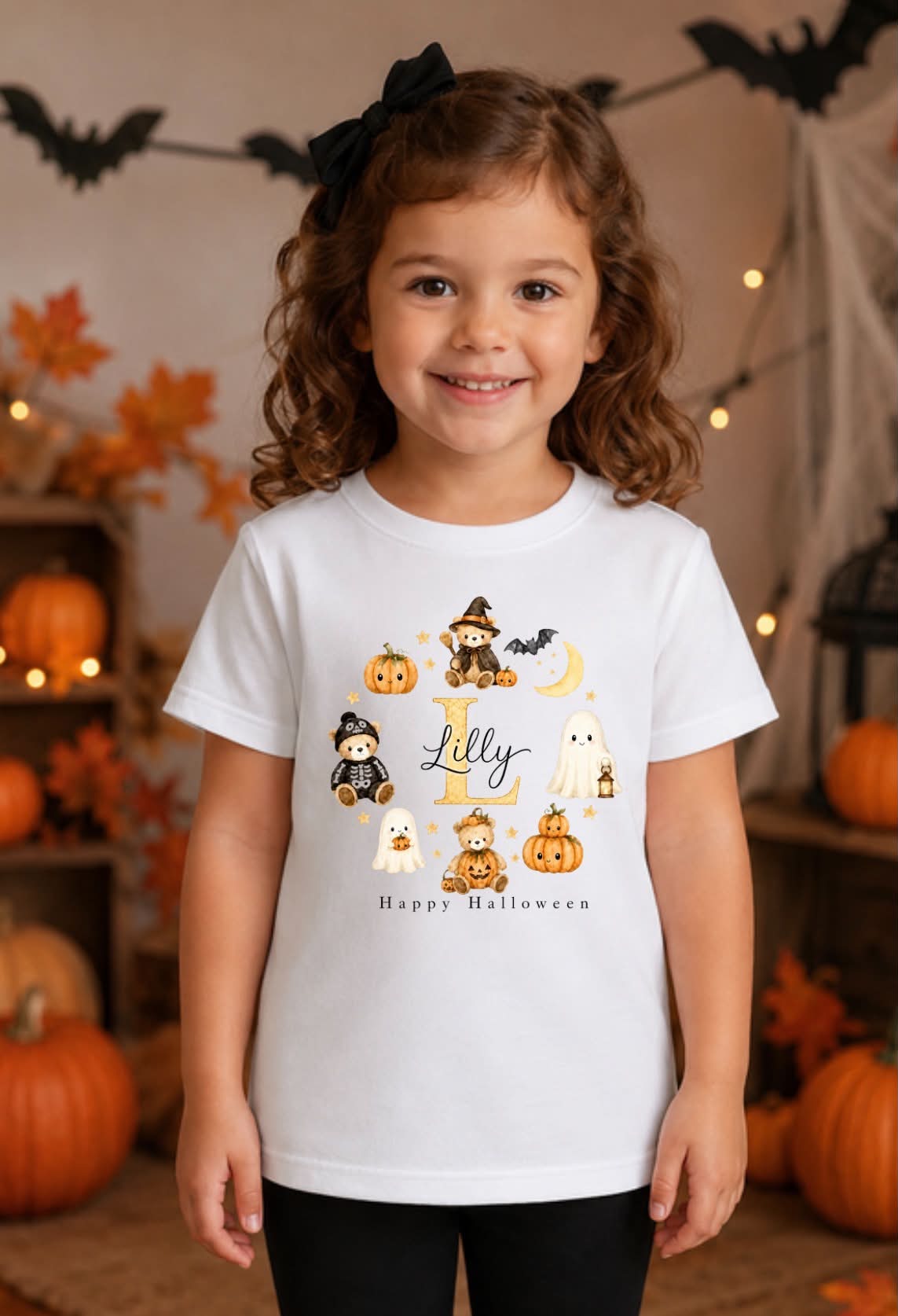 Biege theme personalised happy Halloween tshirt