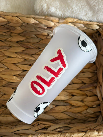 Personalised football themed cold cup