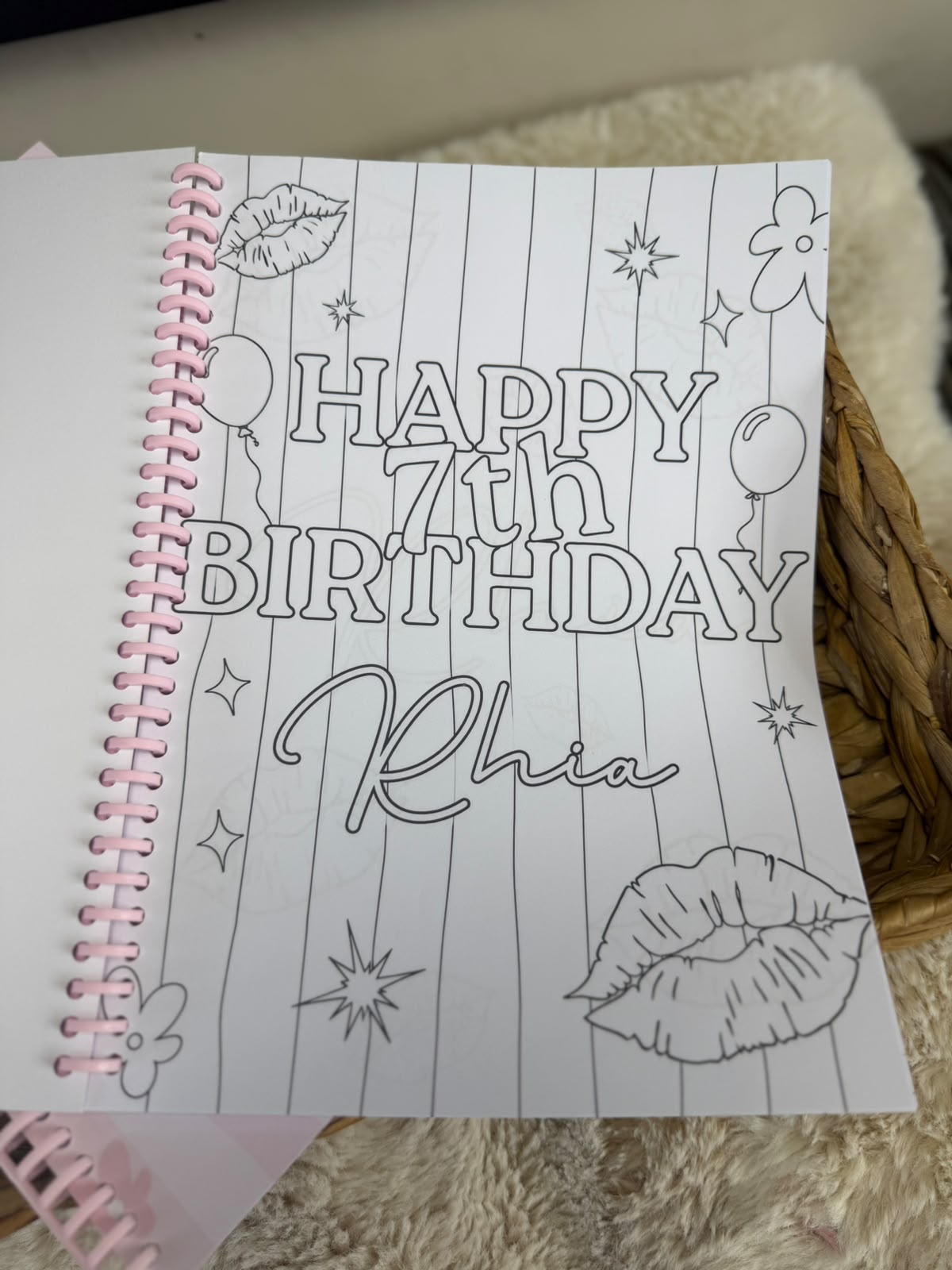 PERSONALISED PINK THEME BIRTHDAY COLOURING BOOK