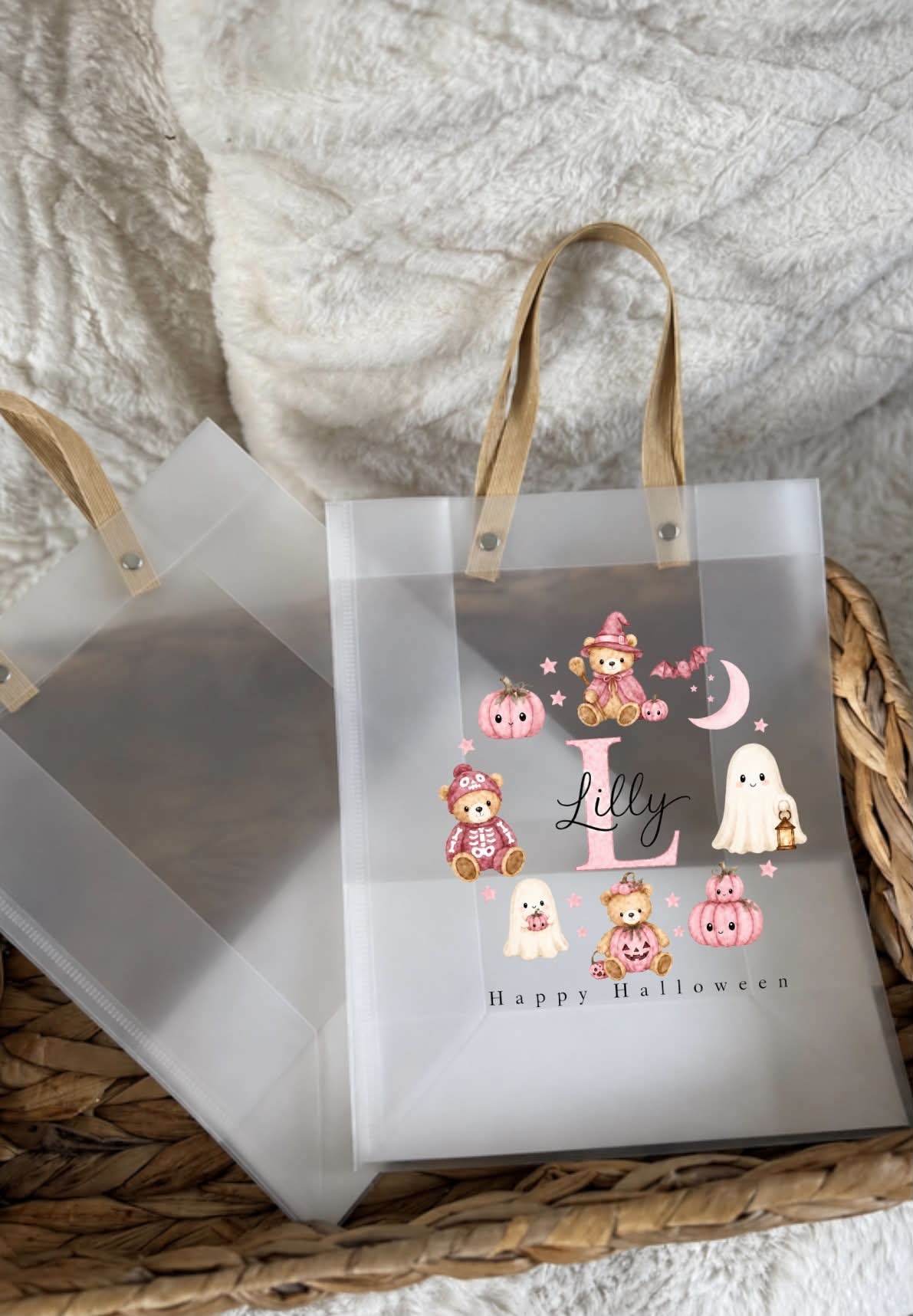 Pink theme Halloween frosted bag