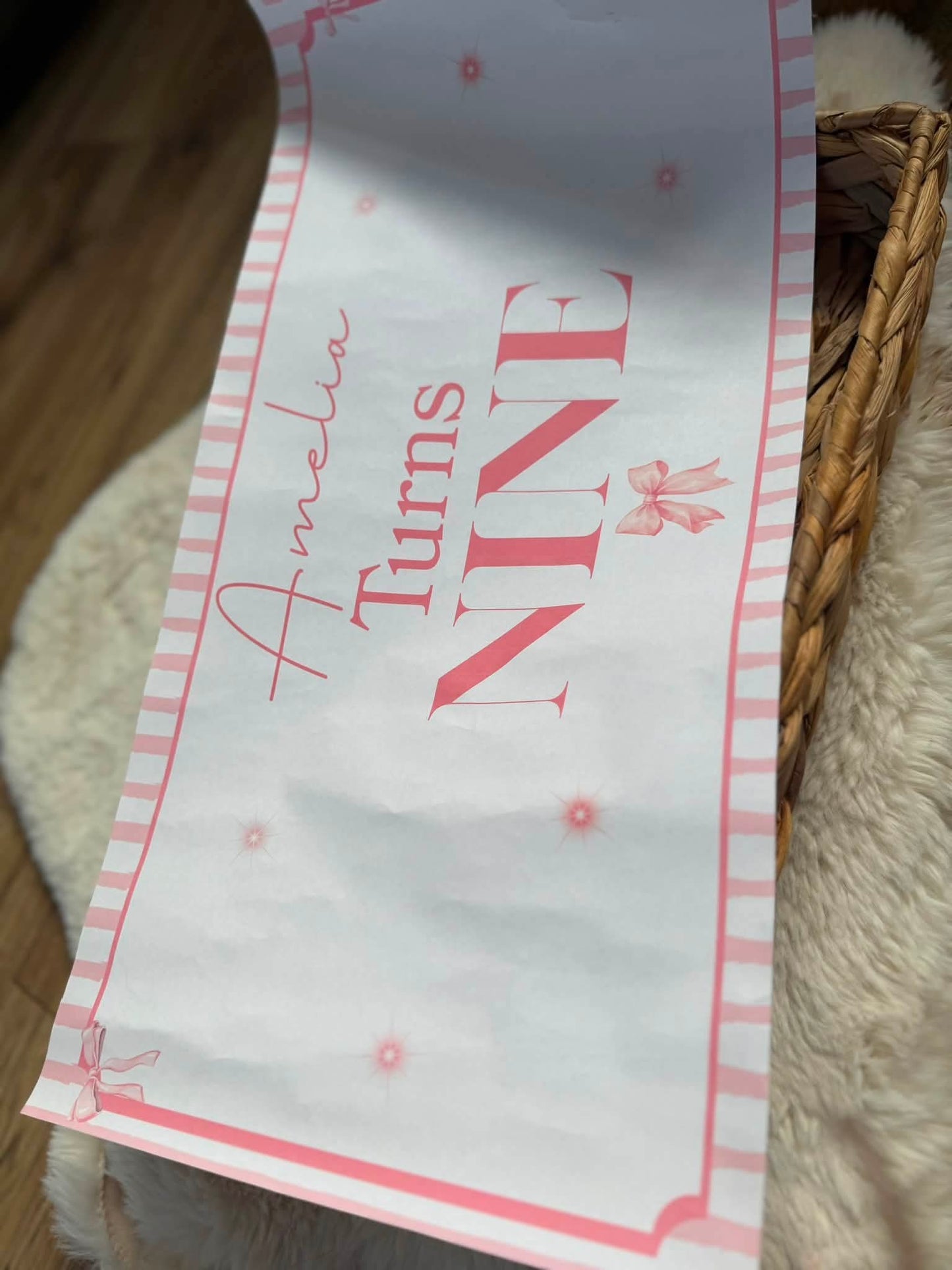 Pink Bow Personalised Birthday Banner