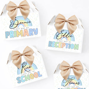 COLOURFUL BLUE TONE RAINBOW TREAT BOXES PERSONALISED