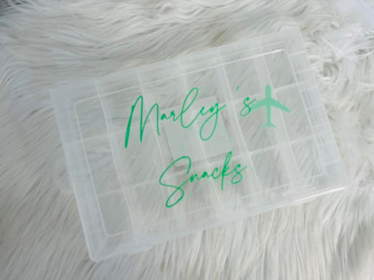PERSONALISED GREEN AIRPLANE DESIGN SNACK BOX