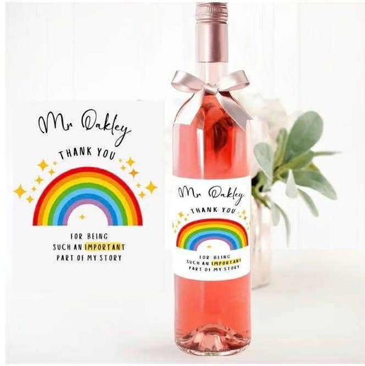 Personalised wine bottle stickers teacher gift