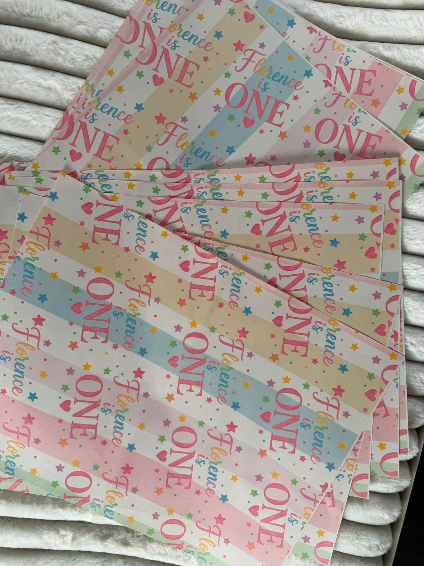 Pastel coloured personalised wrapping paper