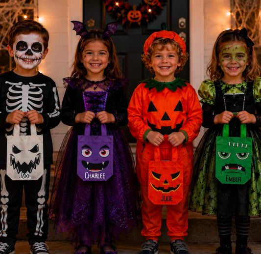 Woven personalised Halloween treat bags