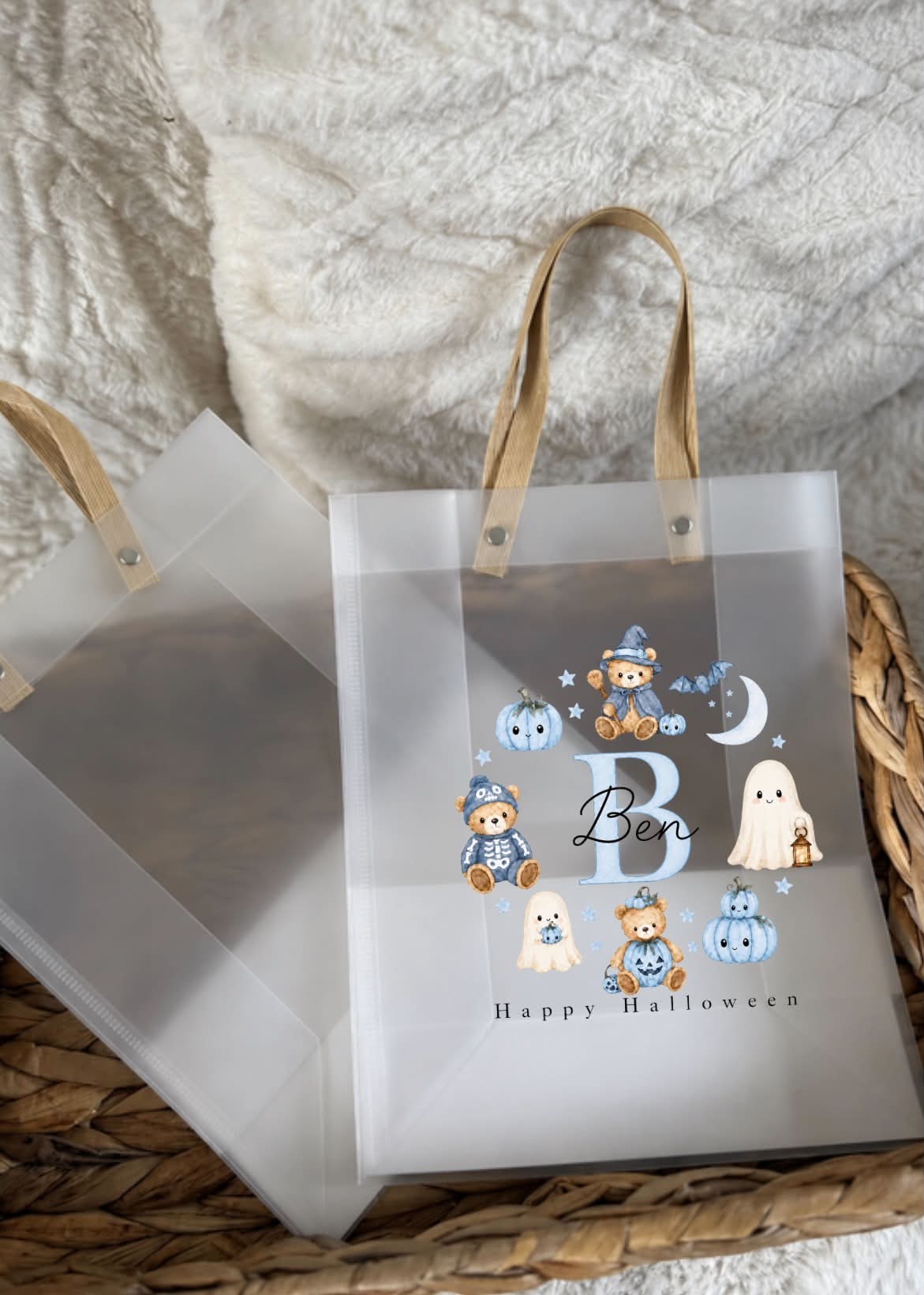 Blue theme happy Halloween frosted bag