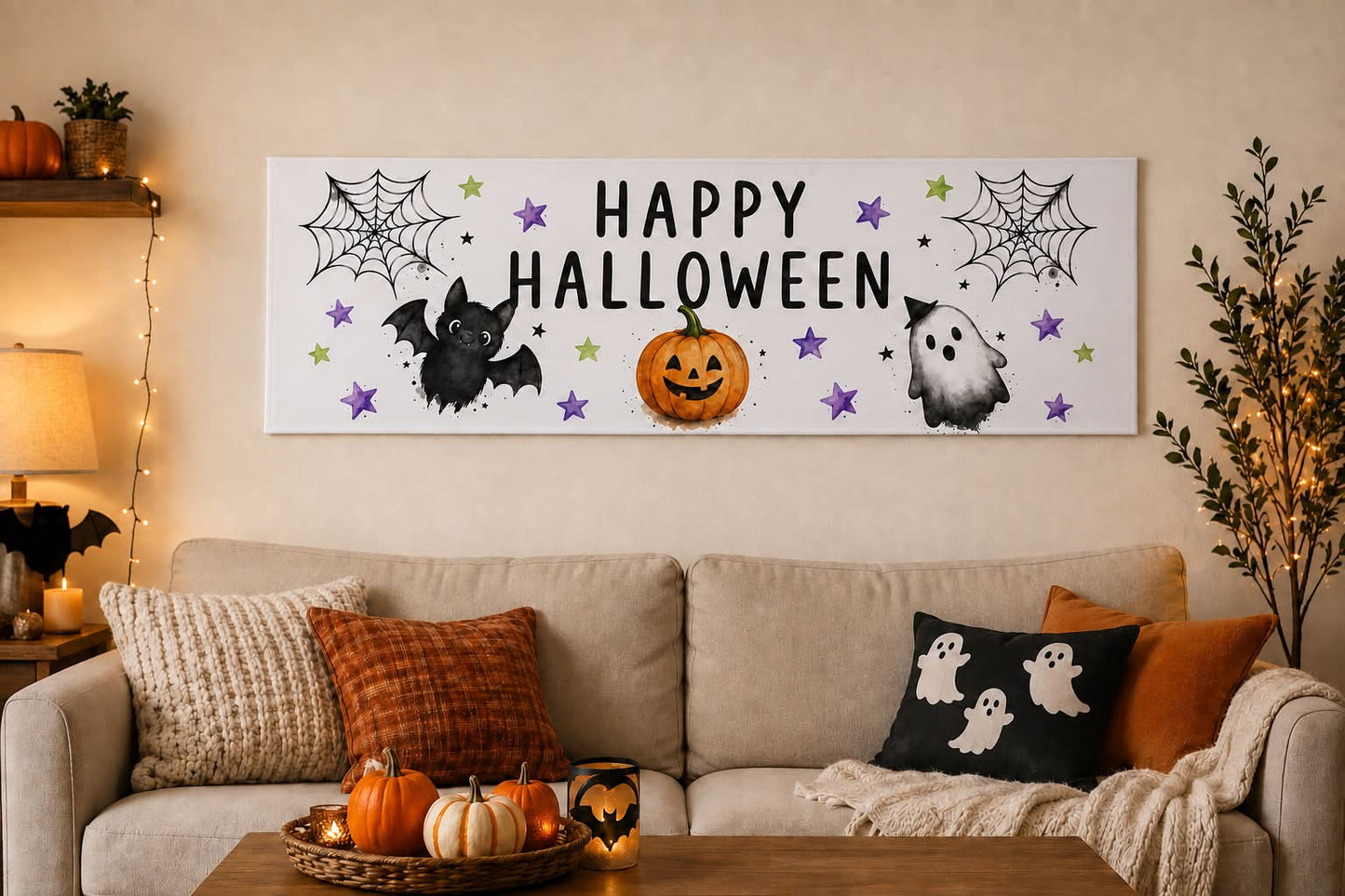 Happy halloween personalised pvc banner
