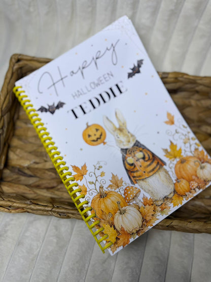 Happy Halloween orange jacket bunny colouring book