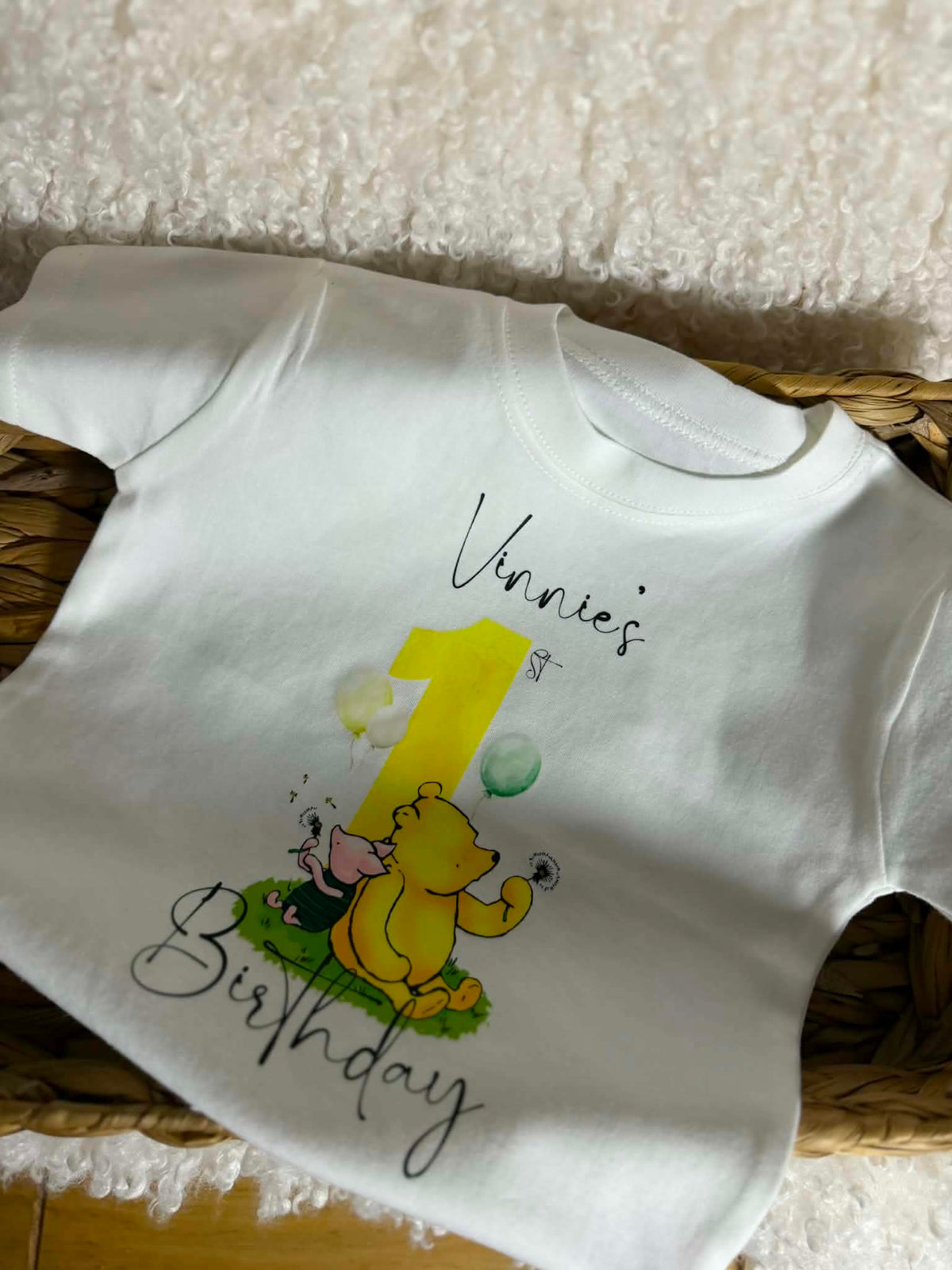 YELLOW POOH BEAR PERSONALISED BIRTHDAY T-SHIRT