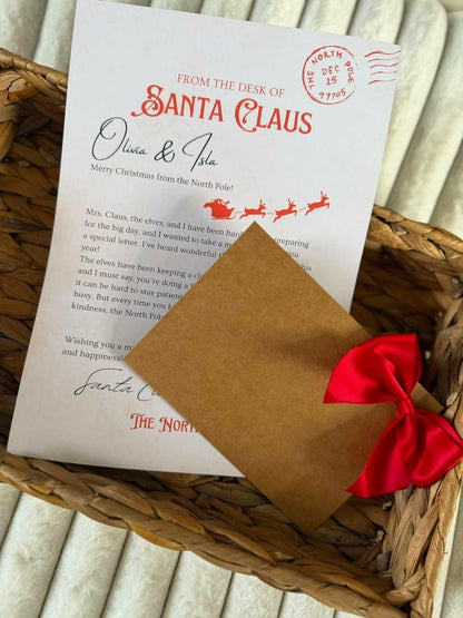From the desk of Santa Claus personalised nice list letter
