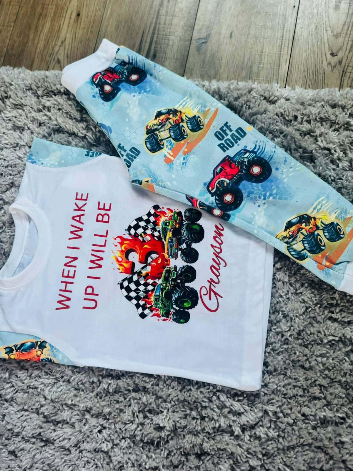 MONSTER TRUCK BIRTHDAY PJS