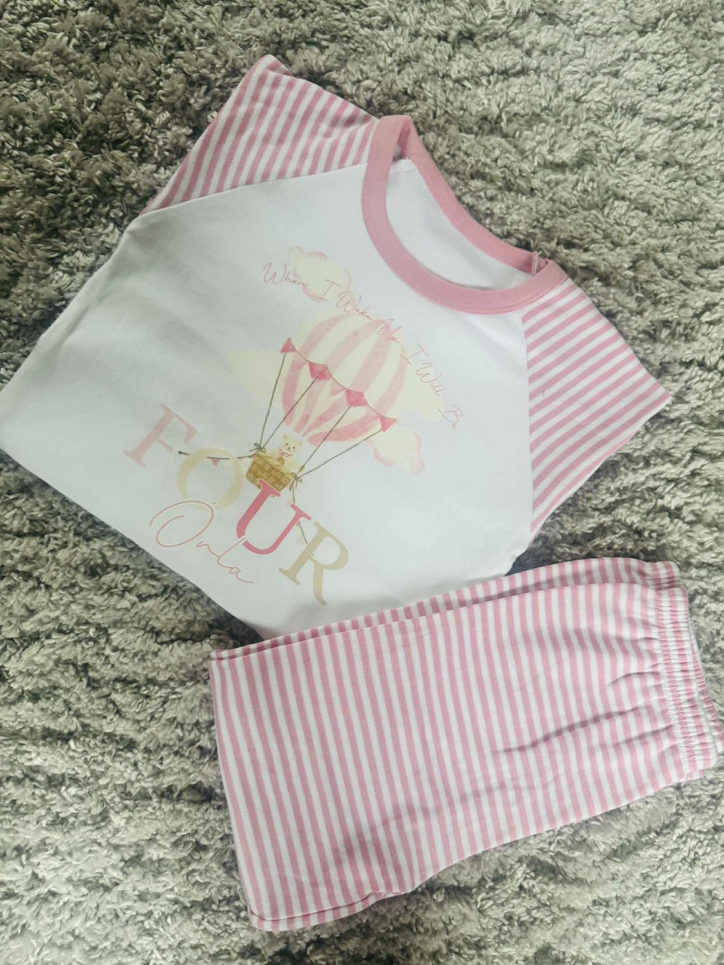 PERSONALISED PINK HOT AIR BALLOON BIRTHDAY PJS