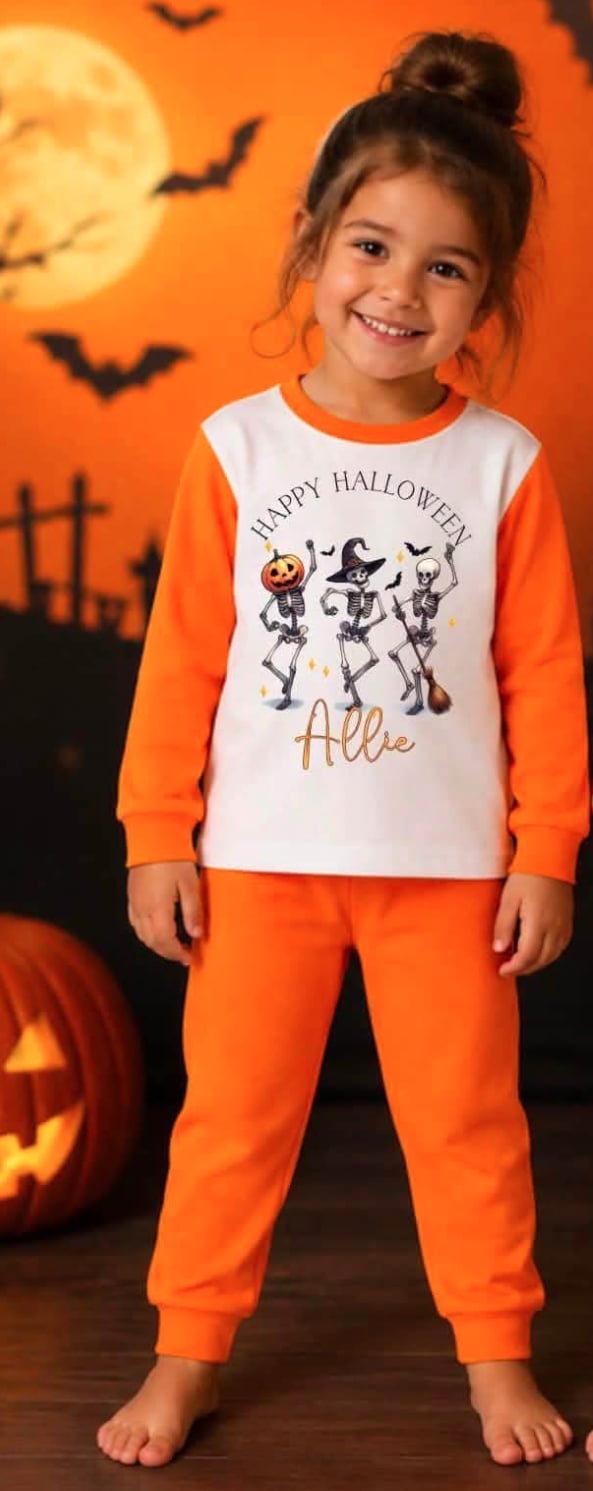 personalised dancing Skeleton halloween pjs