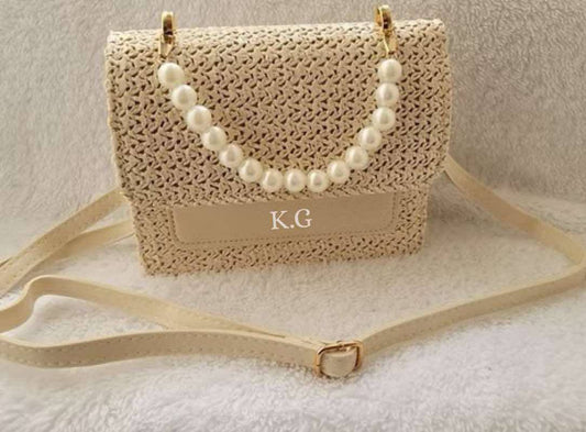 Personalised pearl hand bag