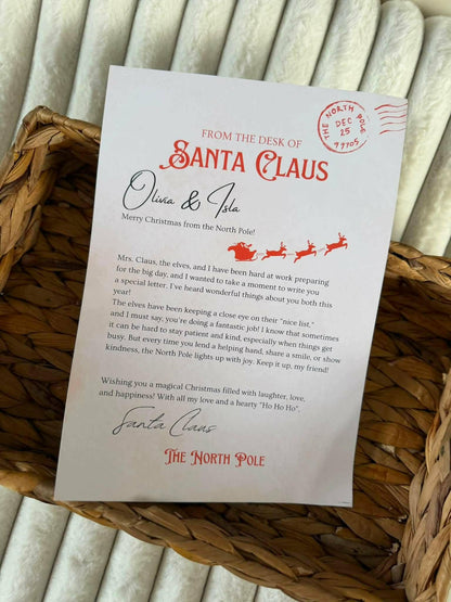 From the desk of Santa Claus personalised nice list letter