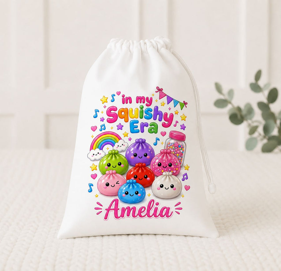 Personalised squishy toy sensory bag pink edition