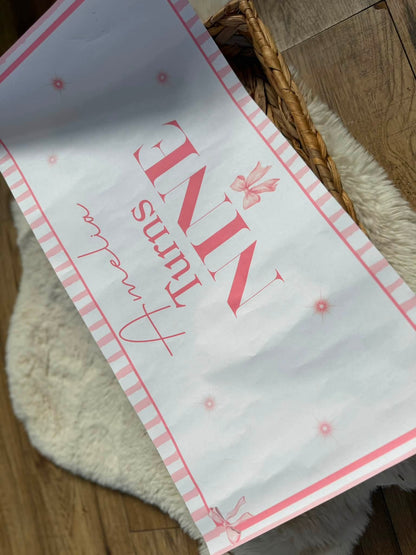 Pink Bow Personalised Birthday Banner