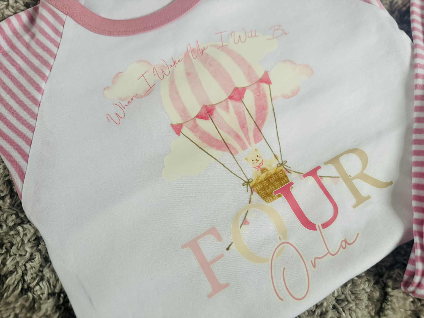 PERSONALISED PINK HOT AIR BALLOON BIRTHDAY PJS