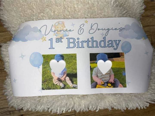 Personalised Blue Cloud Picture Birthday Banner