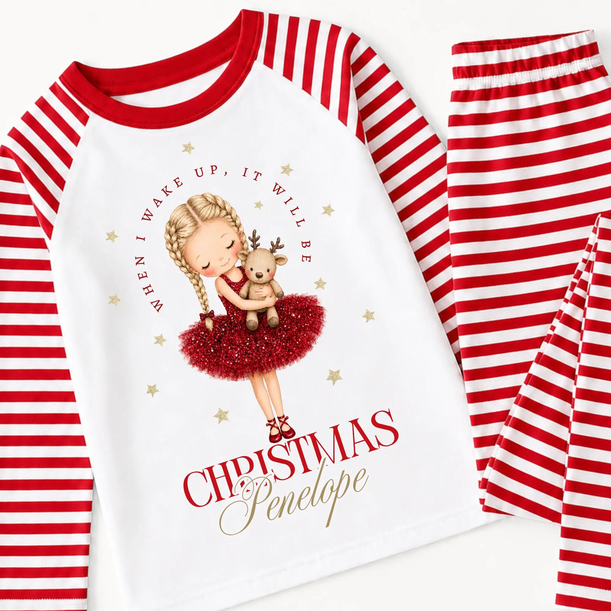 TUTU GIRL AND REINDEER STRIPE PJS