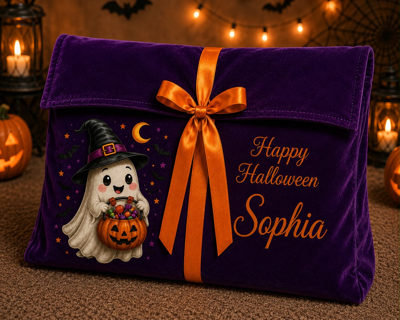 Personalised purple Halloween envelope