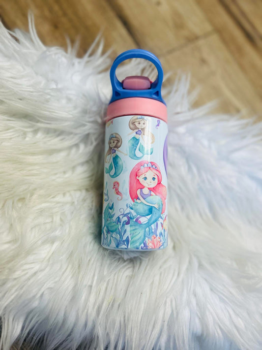 Watercolor mermaid 2 tone personalised bottle