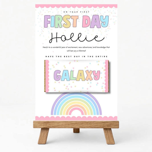 FIRST DAY PERSONALISED GALAXY BOARD PASTEL RAINBOW