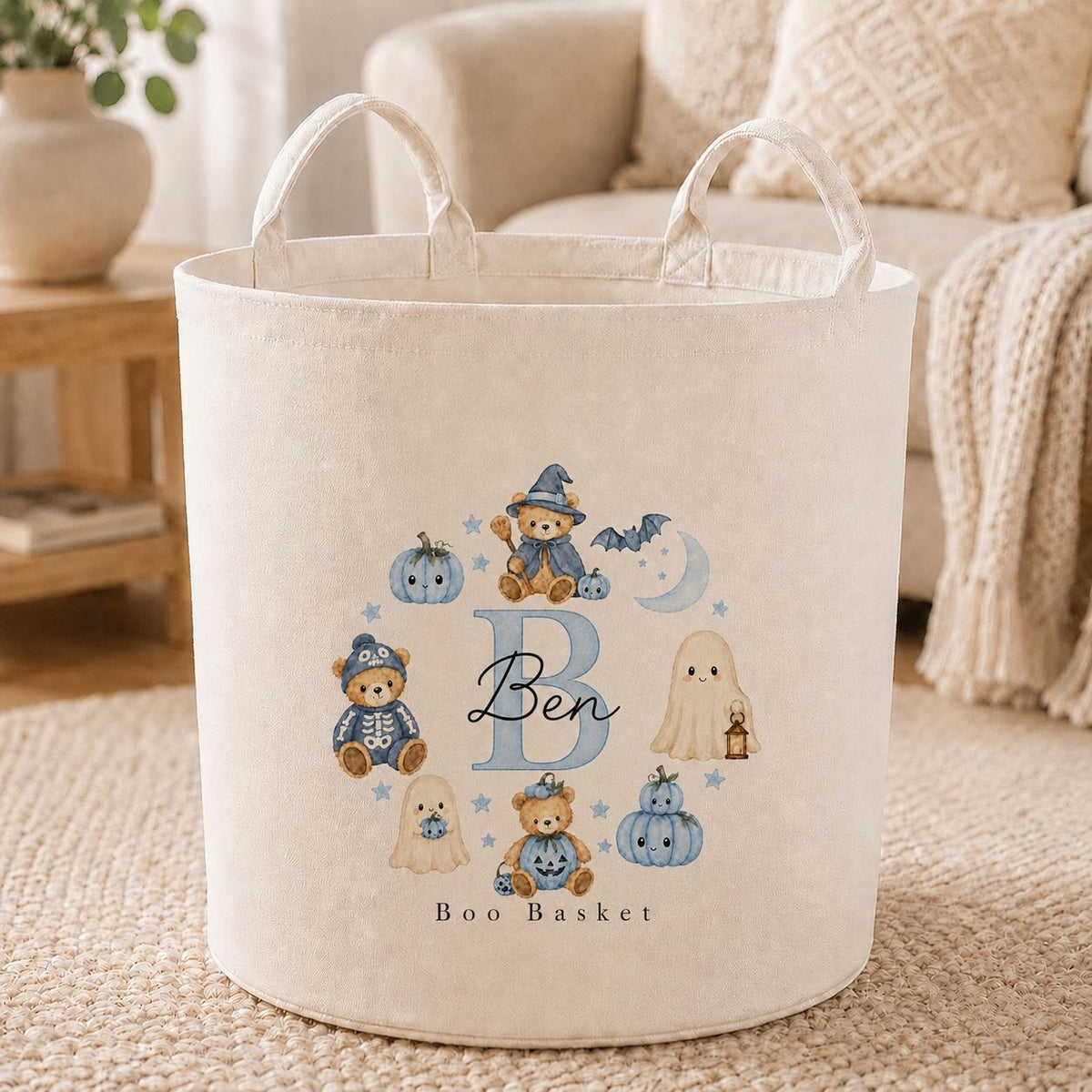 Blue theme Halloween boo basket