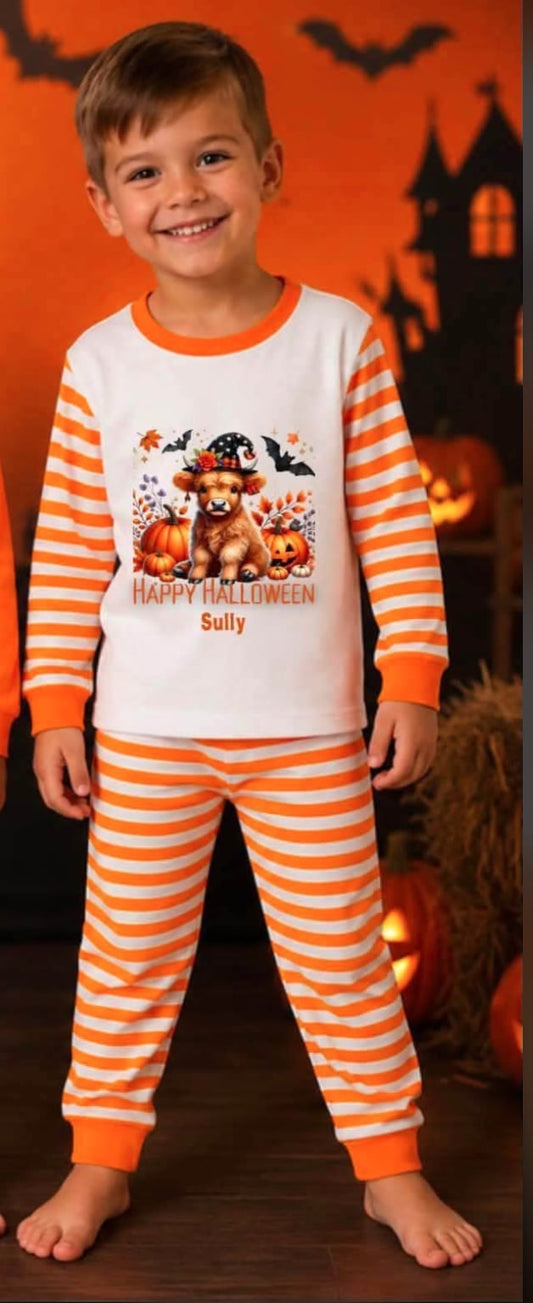 HIGHLAND COW THEME PERSONALISED HALLOWEEN PJS