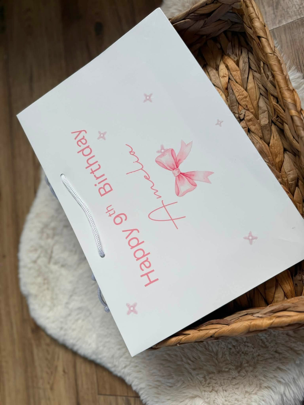 Personalised pink bow giftbag