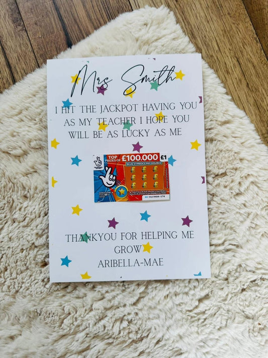 PERSONALISED TEACHER HIT THE JACKPOT PRINT